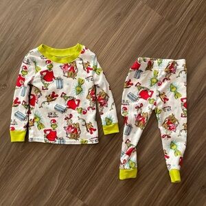 The Grinch Christmas kids Whimsical Green and White Pajama Set size 12 months